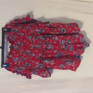 American Eagle Outfitters red blue floral romper